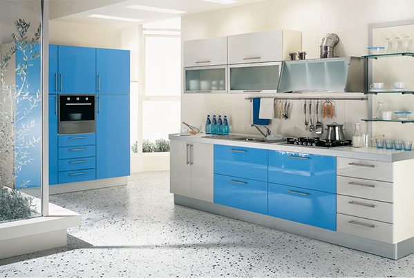 mavi beyaz mutfak