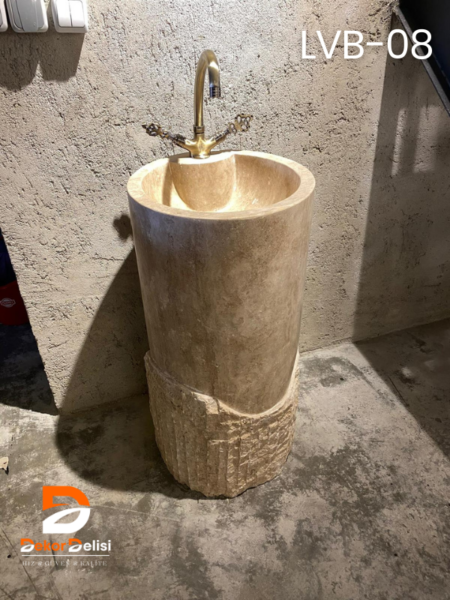 LVB08 Oval Ayaklı Krem Mermer Lavabo