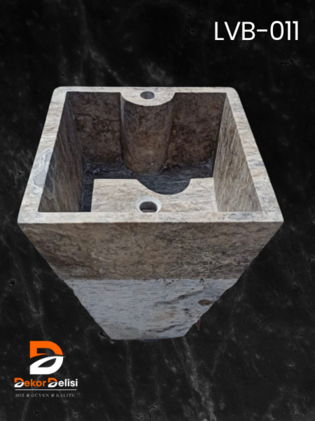 LVB11 Kareli Beyaz Ayaklı Mermer Çanak Lavabo