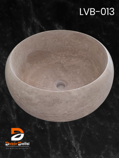 LVB13 Oval Krem Mermer Çanak Lavabo