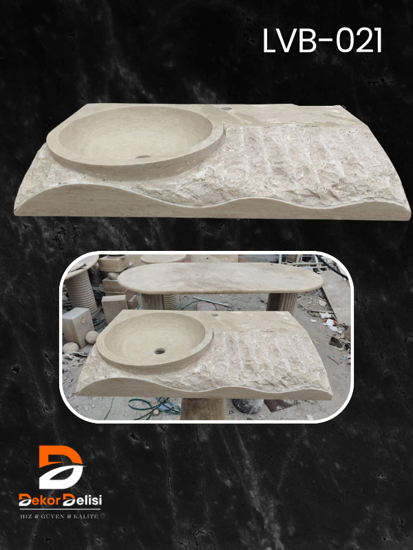LVB21 Düz Boy Oval Eviye Mermer Lavabo