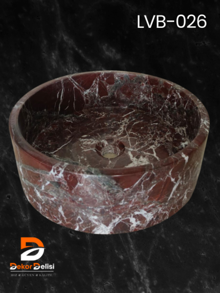 LVB26 Ceviz Renk Oval Mermer Çanak Lavabo